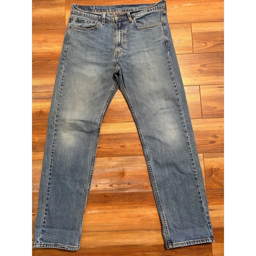 Levis 505 Regular Fit Straight Leg Blue Denim Jeans Mens 34x32 Medium Wash